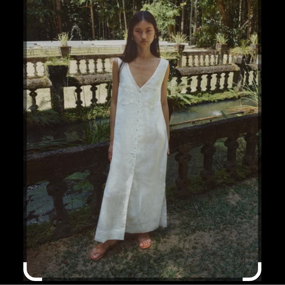 Daisy lover linen midi dress white sz4 aus sz0 US Verge Girl VRG GRL maxi dress